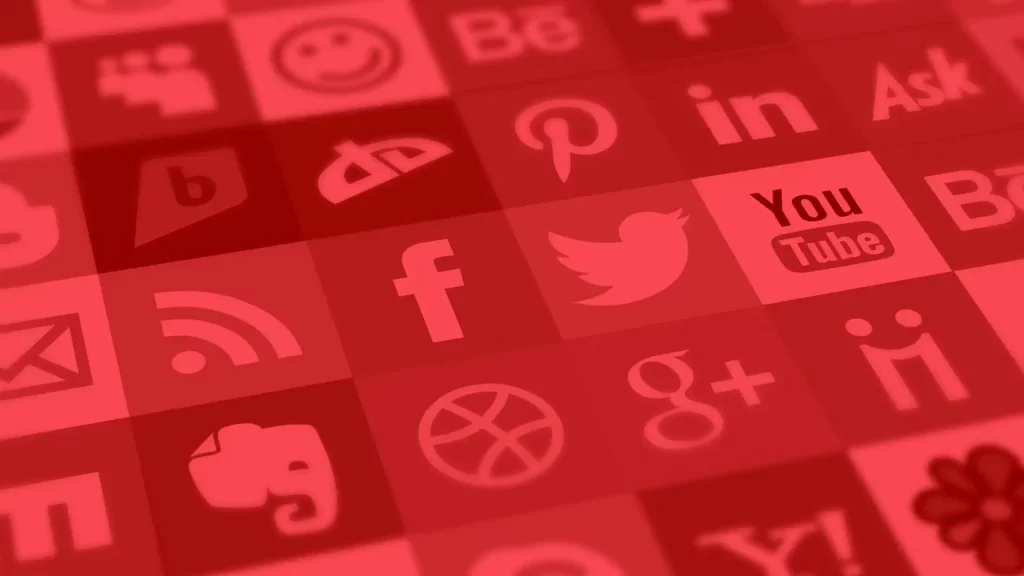 fondo con iconos de varias redes sociales