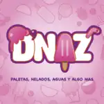 Logotipo de D’NAZ para marca de paletas, helados y aguas
